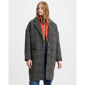 Levi’s Oversized WOOL Blend Plaid COCOON Tweed COAT XS Preppy Dark Academia